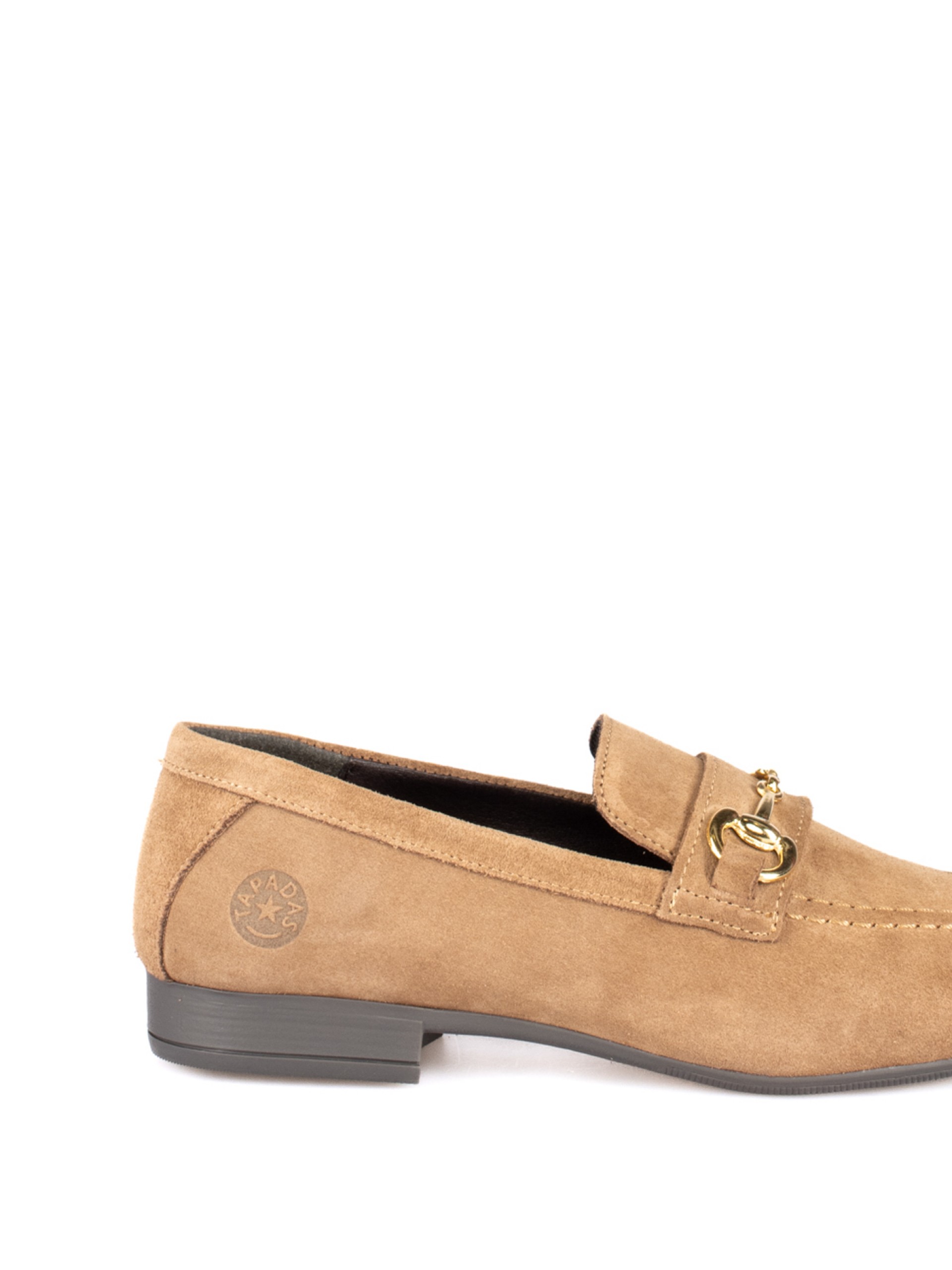 Mocassim em Camurça com Detalhe Dourado