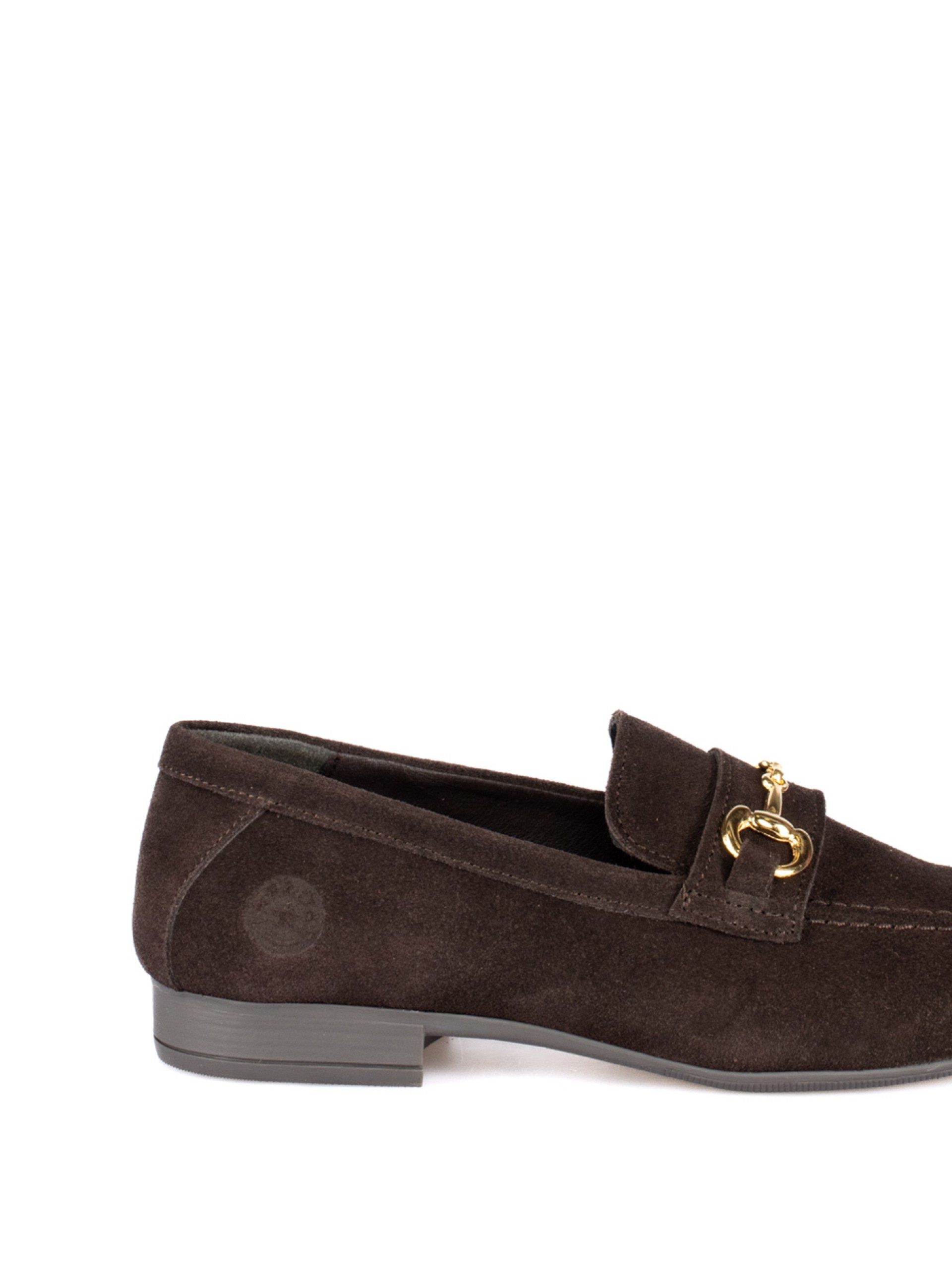 Mocassim em Camurça com Detalhe Dourado