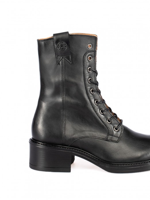 High-Top Military Leather Boot with Laces High-Top Military Leather Boot with Laces