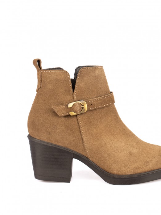 Suede ankle boot with buckle Suede ankle boot with buckle