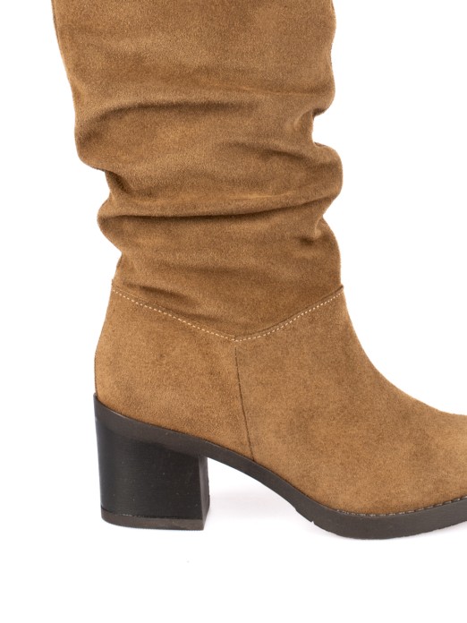 High-top suede boot