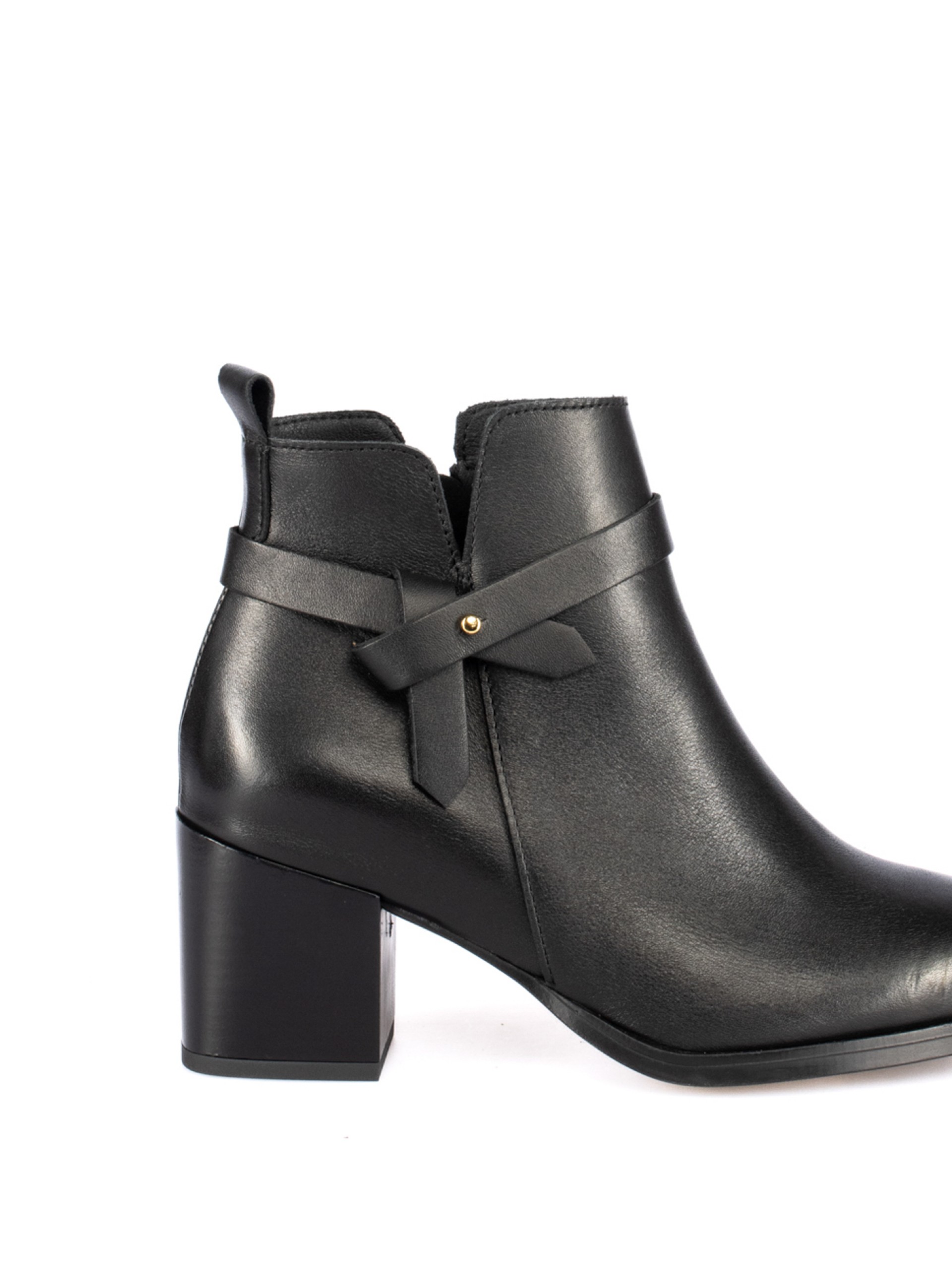 Leather Ankle Boot with Decorative Straps