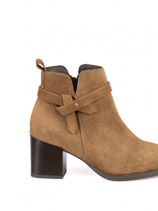 Suede Ankle Boot with Decorative Straps Suede Ankle Boot with Decorative Straps