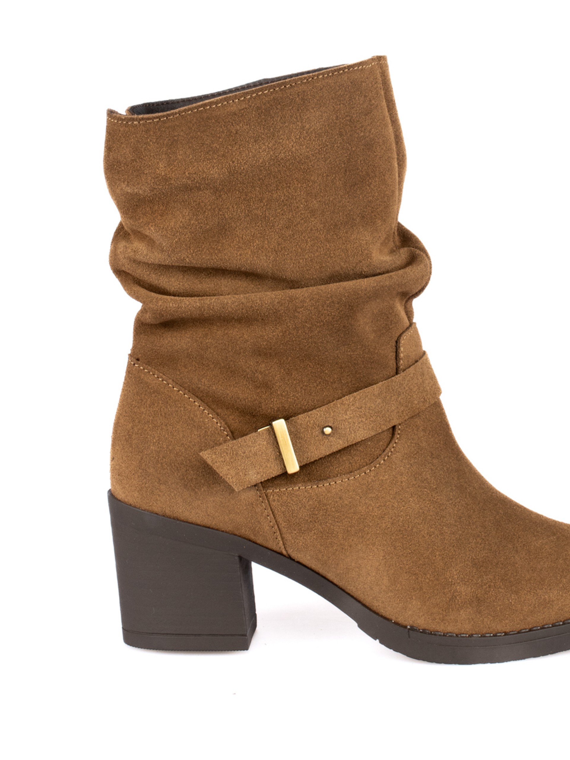 Women's Suede Boots with High Block Heel