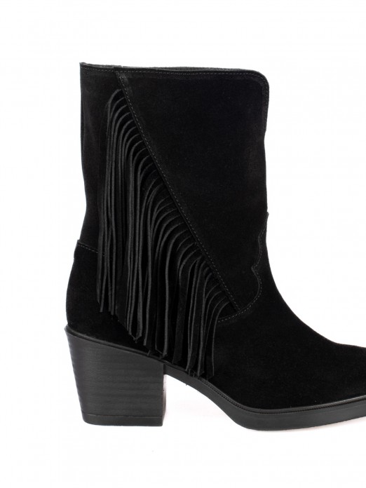 Fringed Suede Ankle Boots