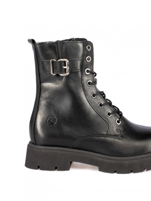 Leather Military Boots with Chunky Sole Leather Military Boots with Chunky Sole