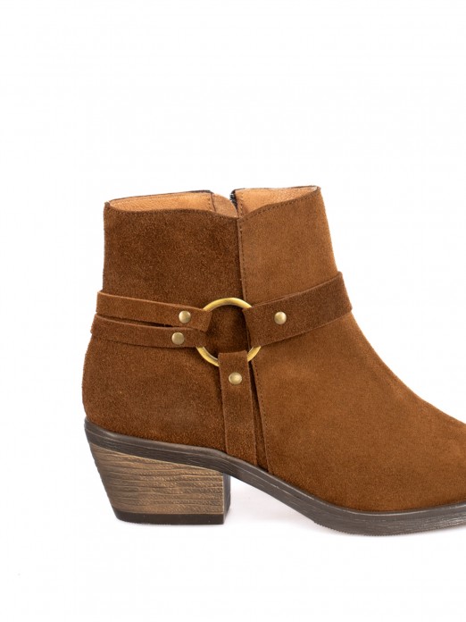 Suede Western Ankle Boots with Embellishment Suede Western Ankle Boots with Embellishment