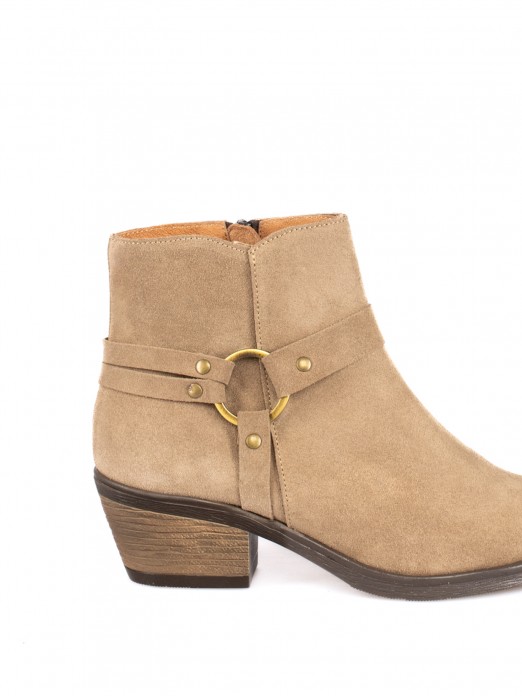 Suede Western Ankle Boots with Embellishment Suede Western Ankle Boots with Embellishment