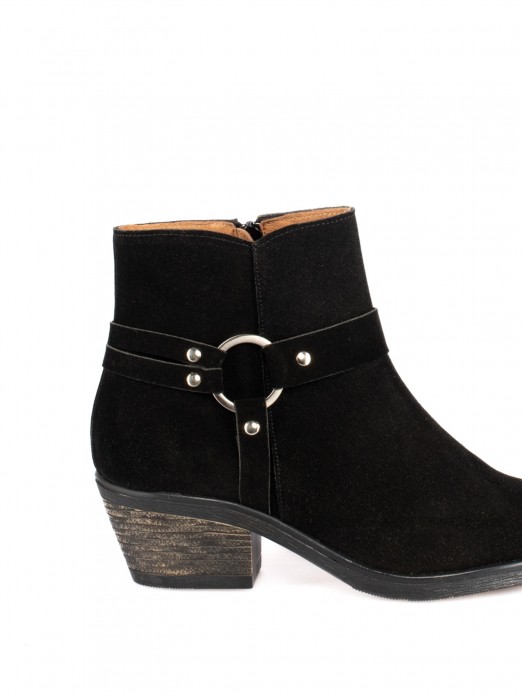 Suede Western Ankle Boots with Embellishment Suede Western Ankle Boots with Embellishment