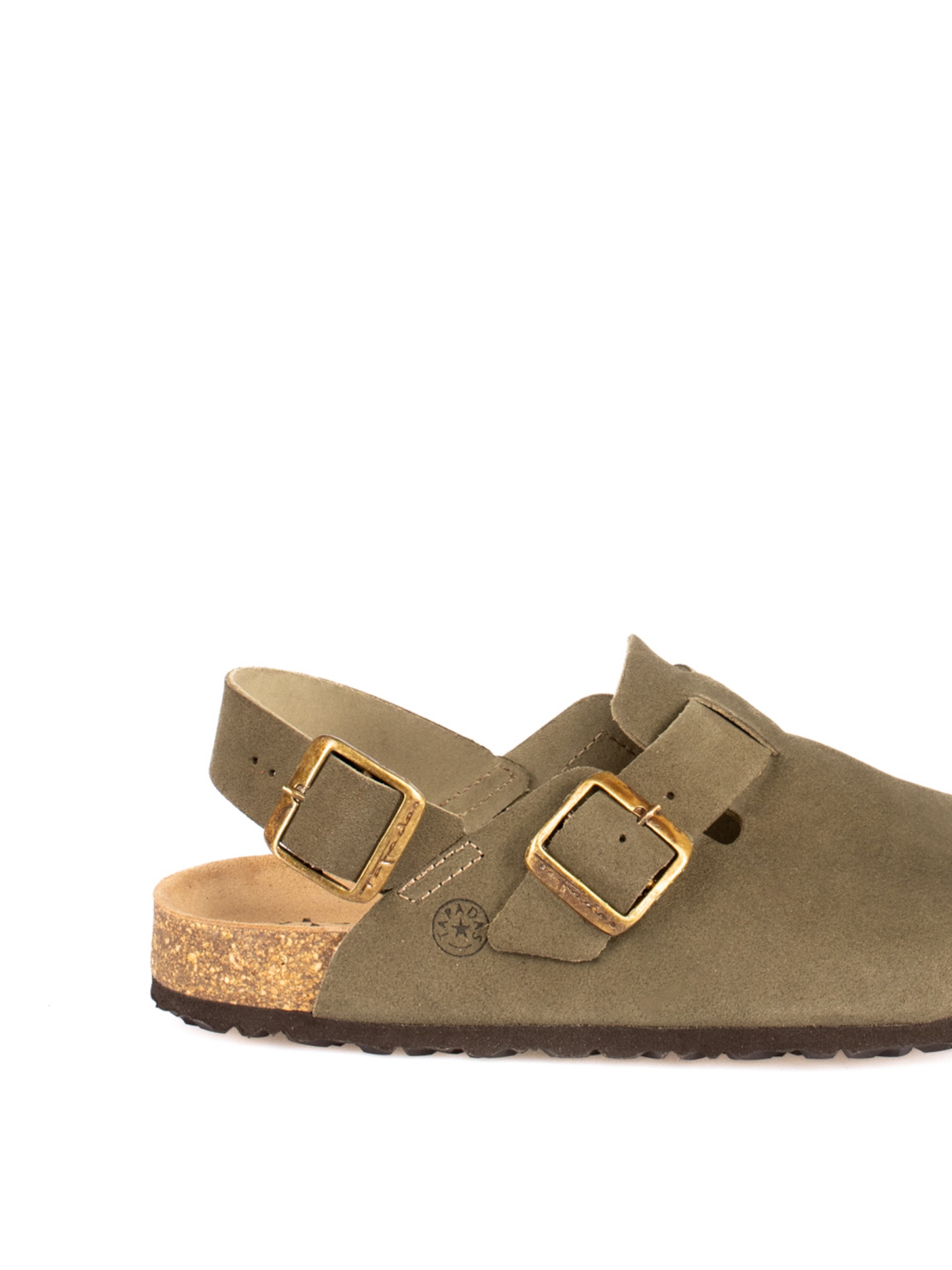 Bio suede clog with heel strap