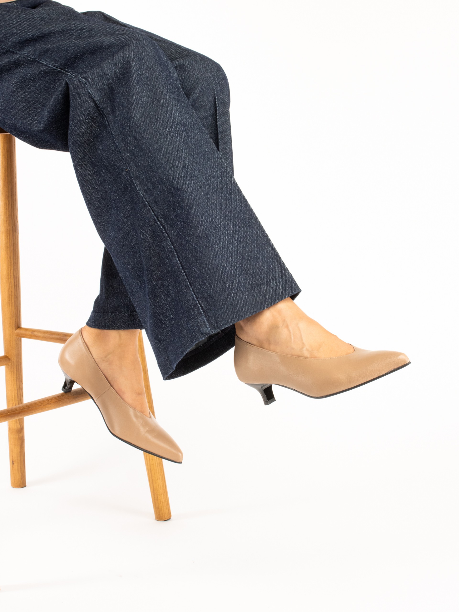 Leather Kitten-Heel Shoes