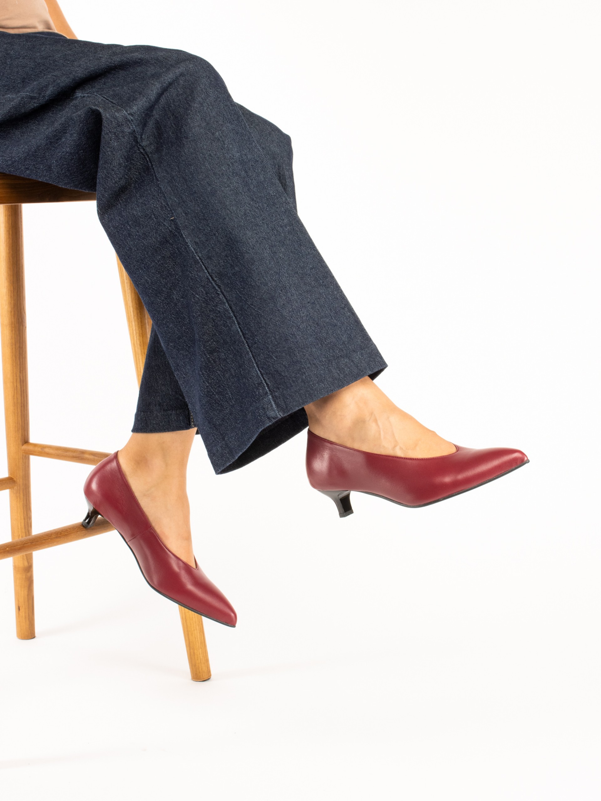 Leather Kitten-Heel Shoes