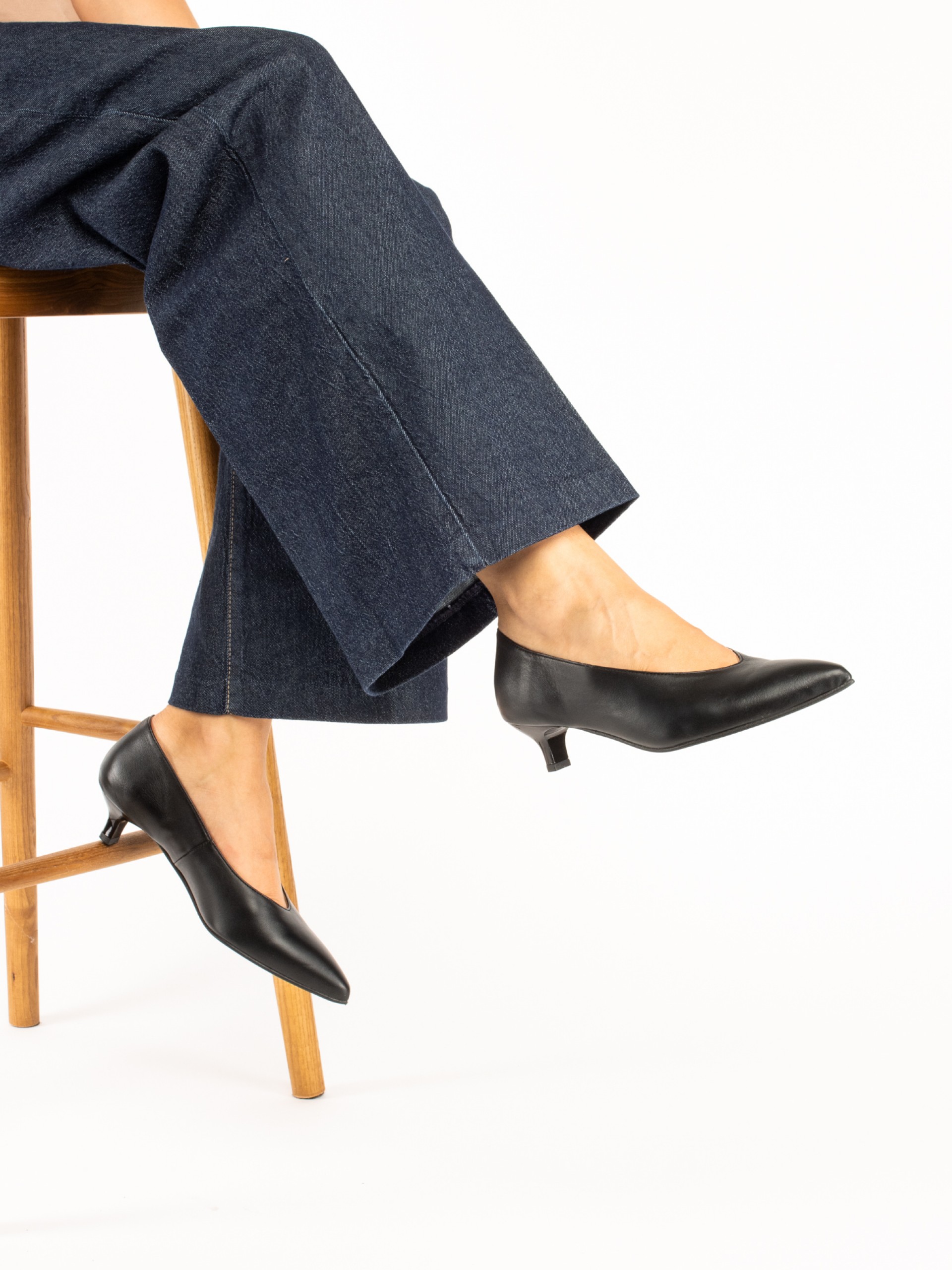 Leather Kitten-Heel Shoes