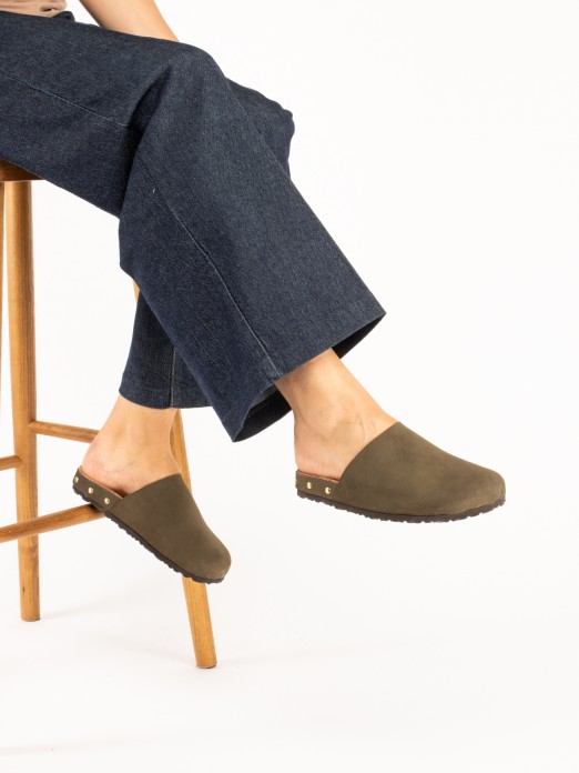 Bio suede clog with studs