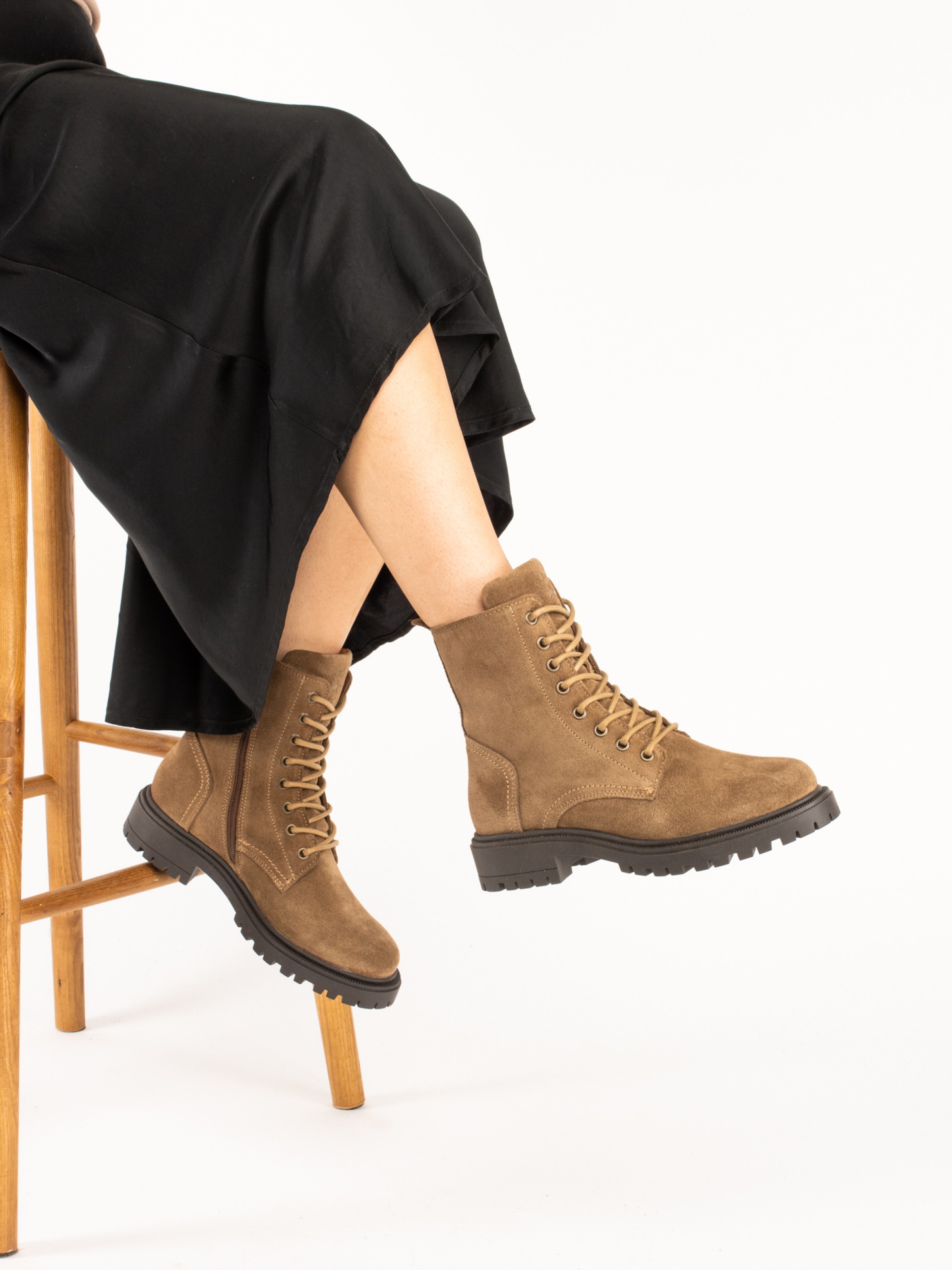 Suede Military Ankle Boots