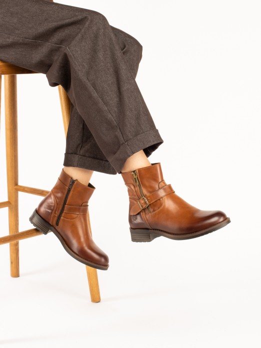 Biker leather Ankle Boot
