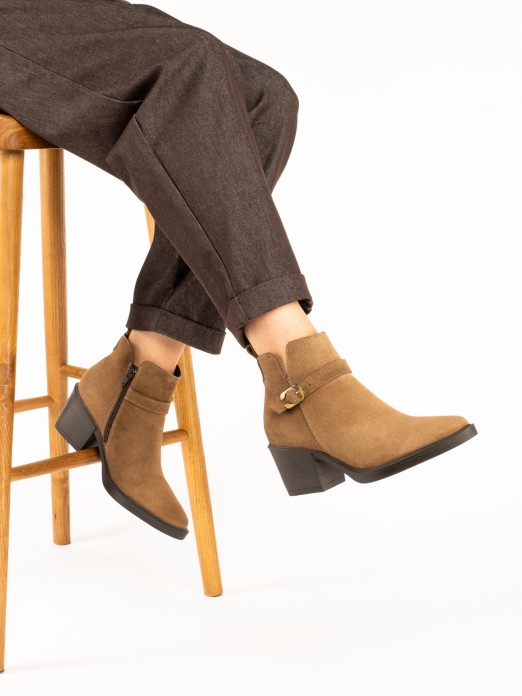Suede ankle boot with buckle Suede ankle boot with buckle