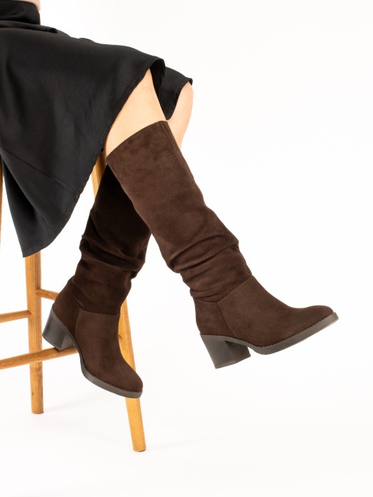 High-top suede boot