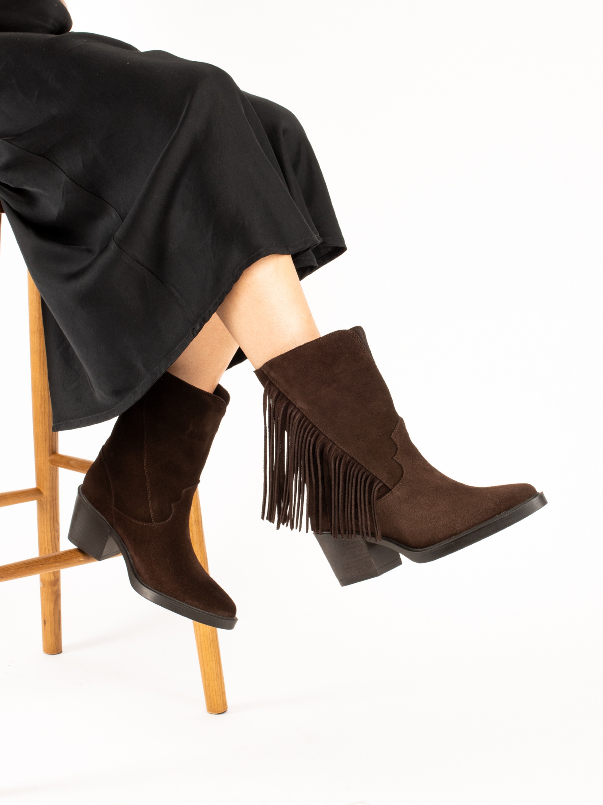 Fringed Suede Ankle Boots