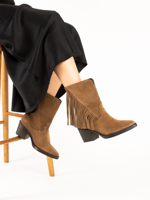 Fringed Suede Ankle Boots