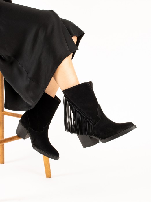 Fringed Suede Ankle Boots