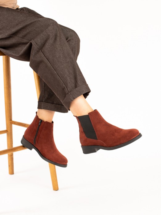 Suede Ankle Boots with Elastic Sides Suede Ankle Boots with Elastic Sides