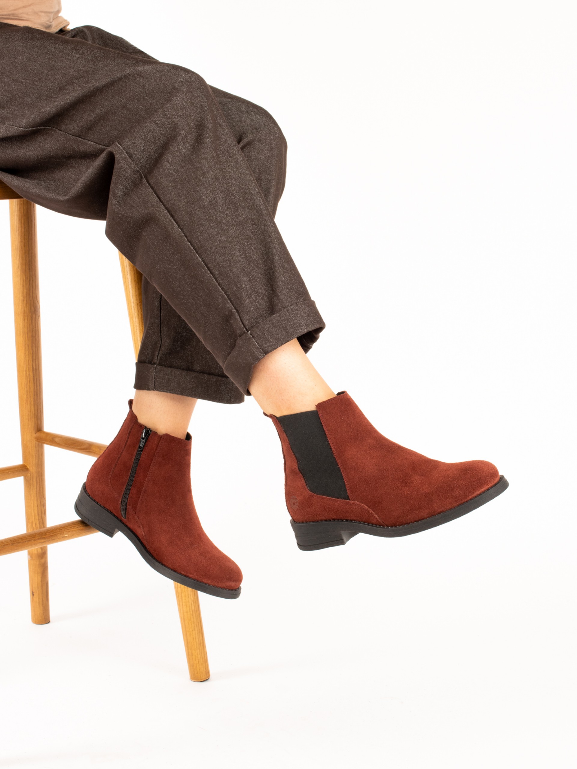 Suede Ankle Boots with Elastic Sides