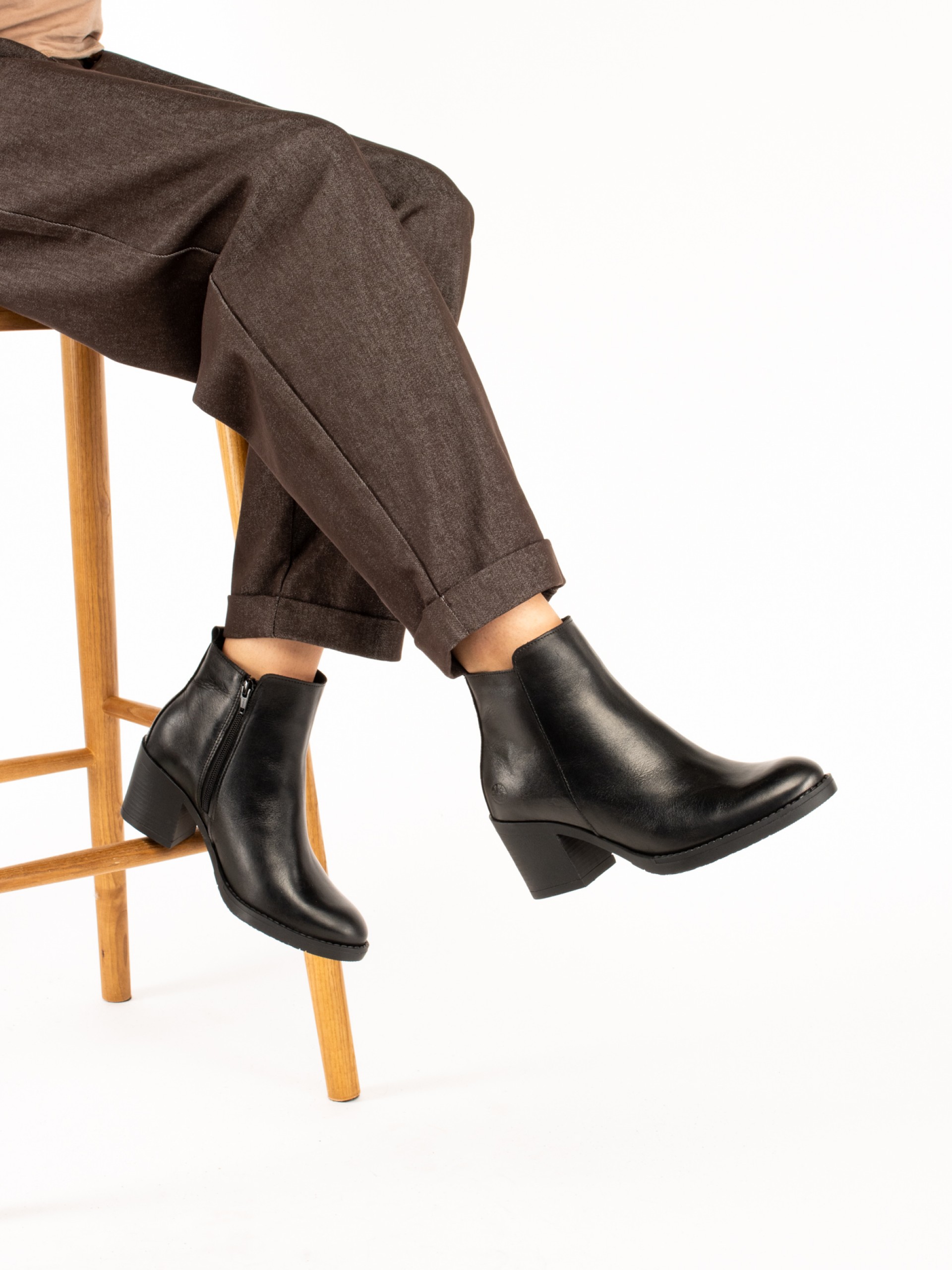 Plain Leather Ankle Boots