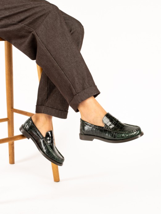 Women's Croc-Effect Leather Loafers Women's Croc-Effect Leather Loafers