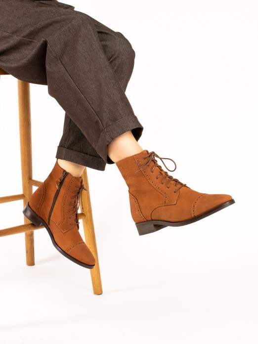 Nubuck Leather Oxford Ankle Boots Nubuck Leather Oxford Ankle Boots