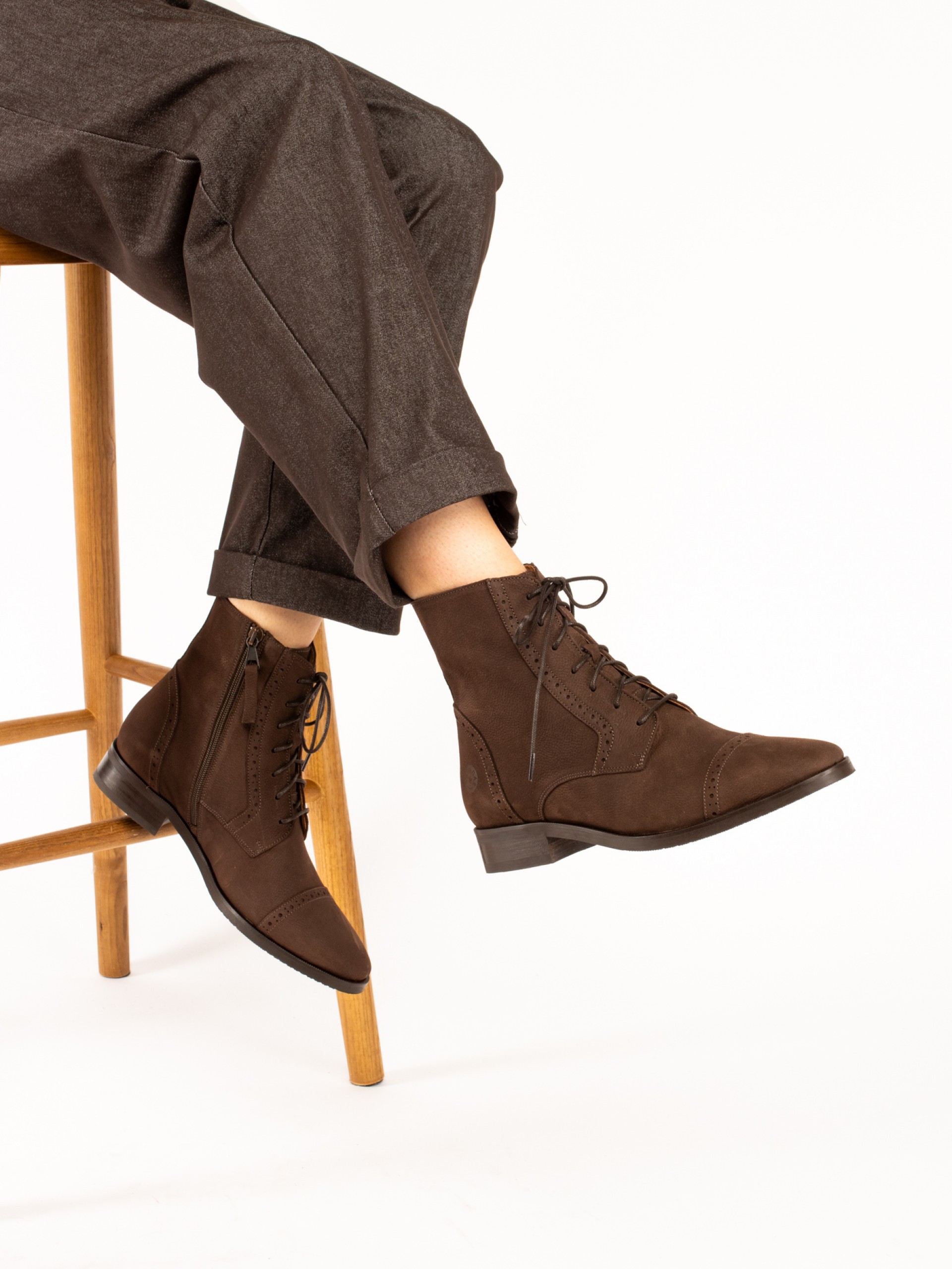 Nubuck Leather Oxford Ankle Boots