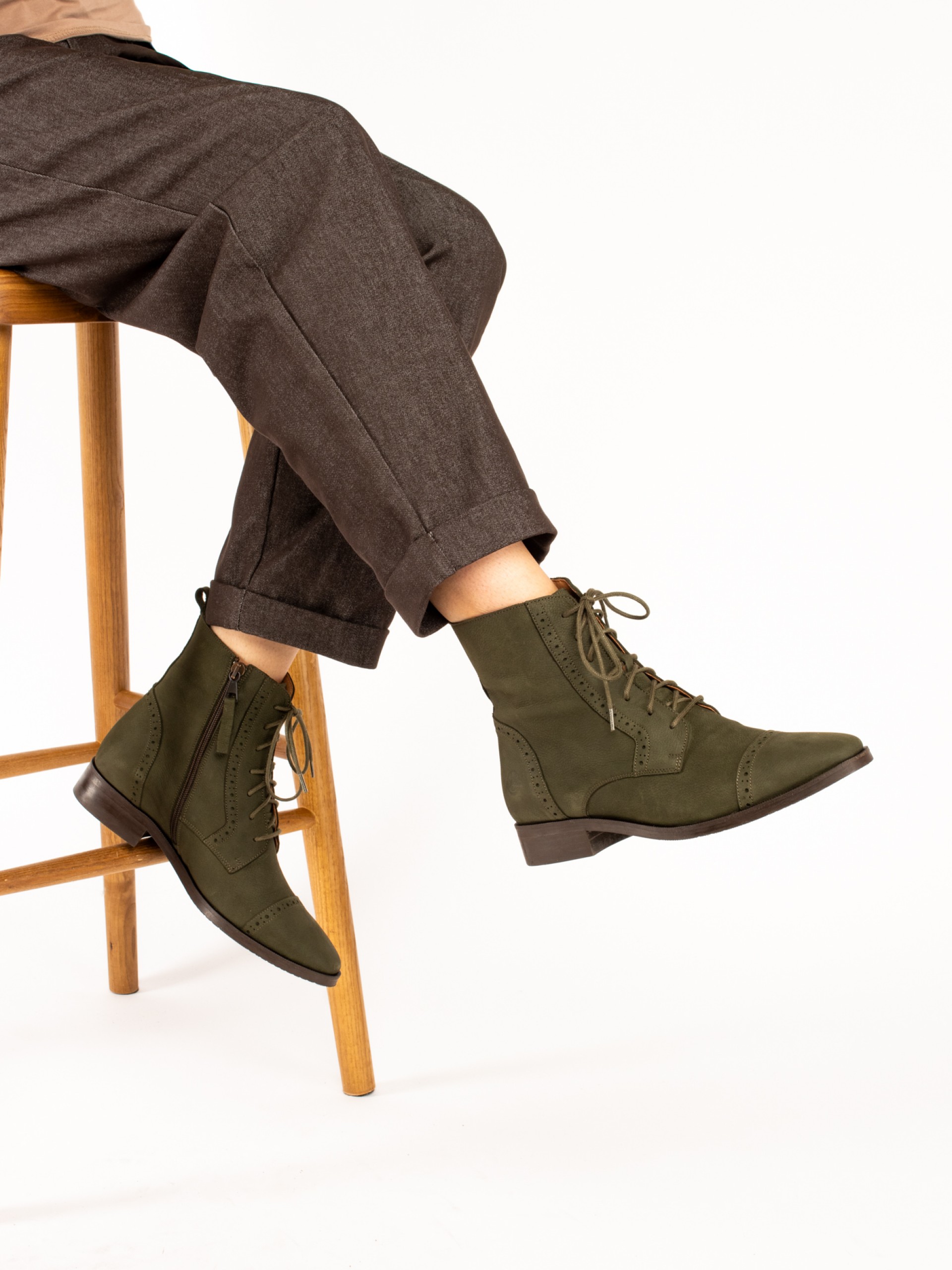 Nubuck Leather Oxford Ankle Boots