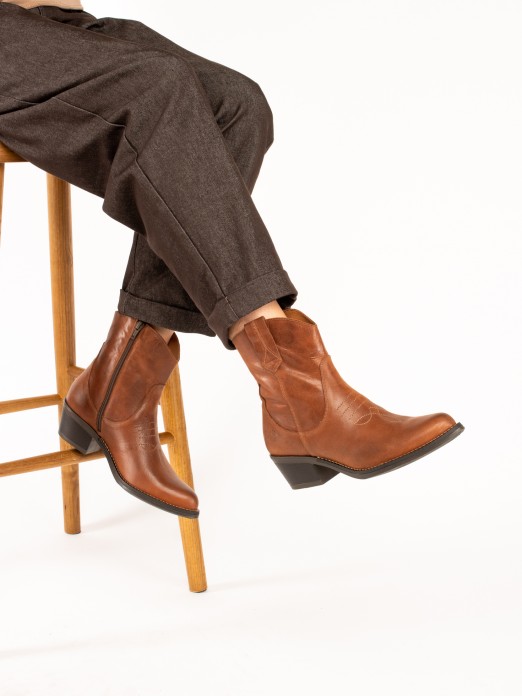 Leather Western Ankle Boots Leather Western Ankle Boots