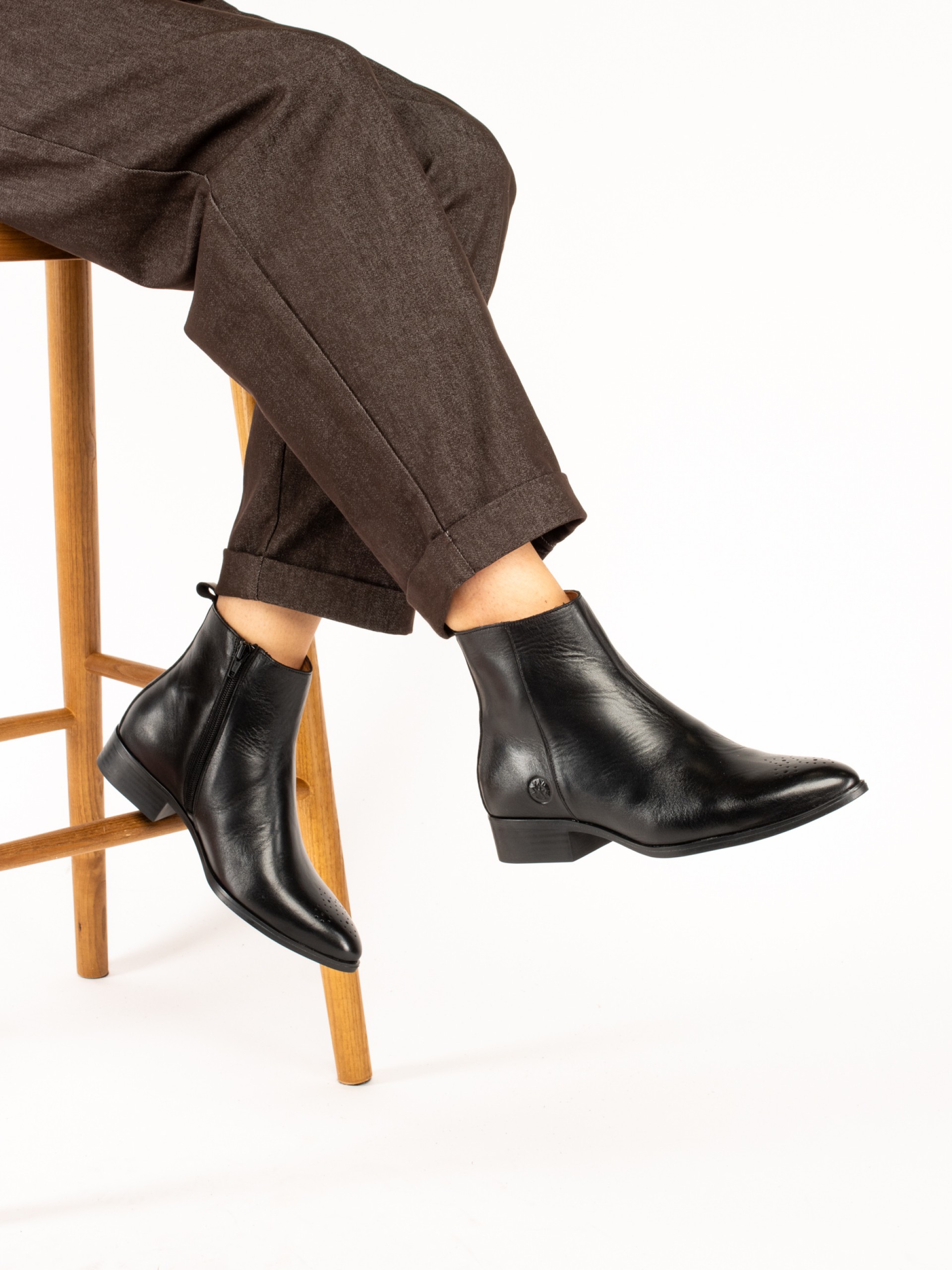 Flat Leather Ankle Boots