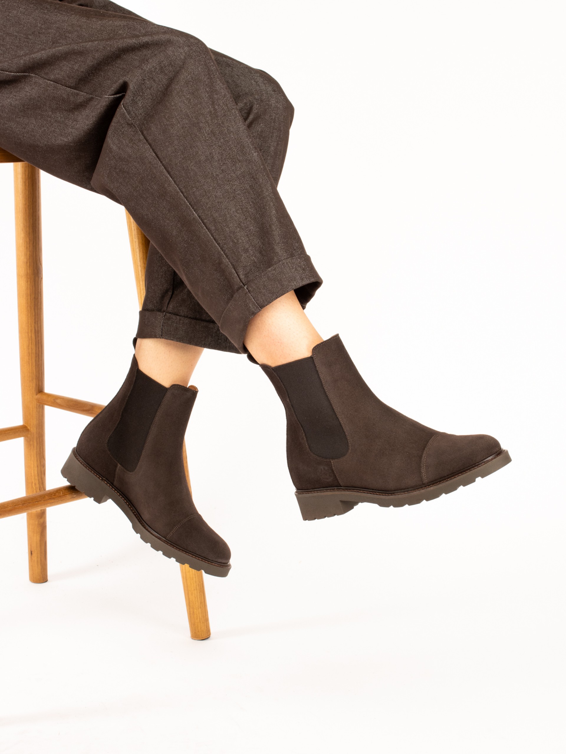 Suede Ankle Boots with Elastic