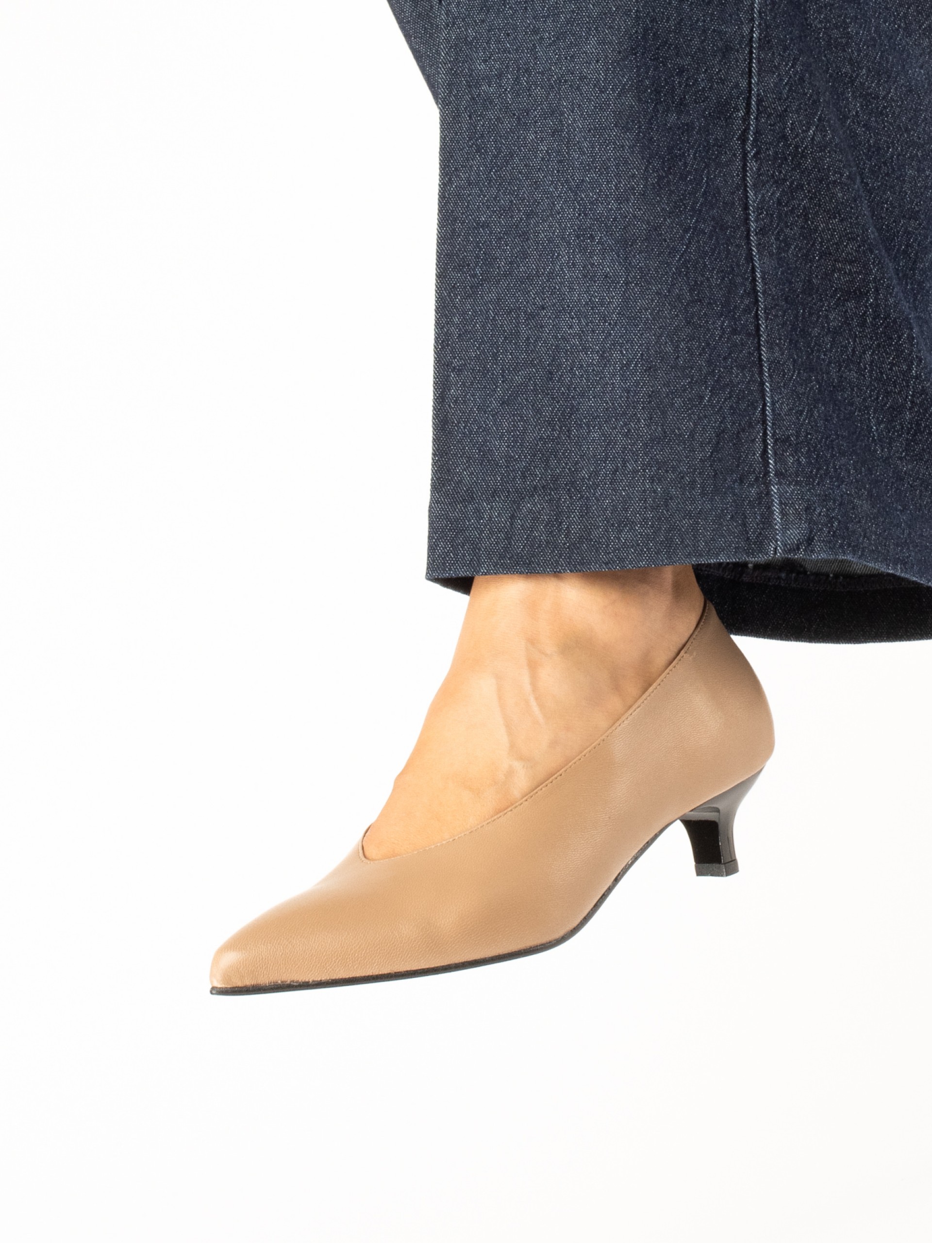 Leather Kitten-Heel Shoes