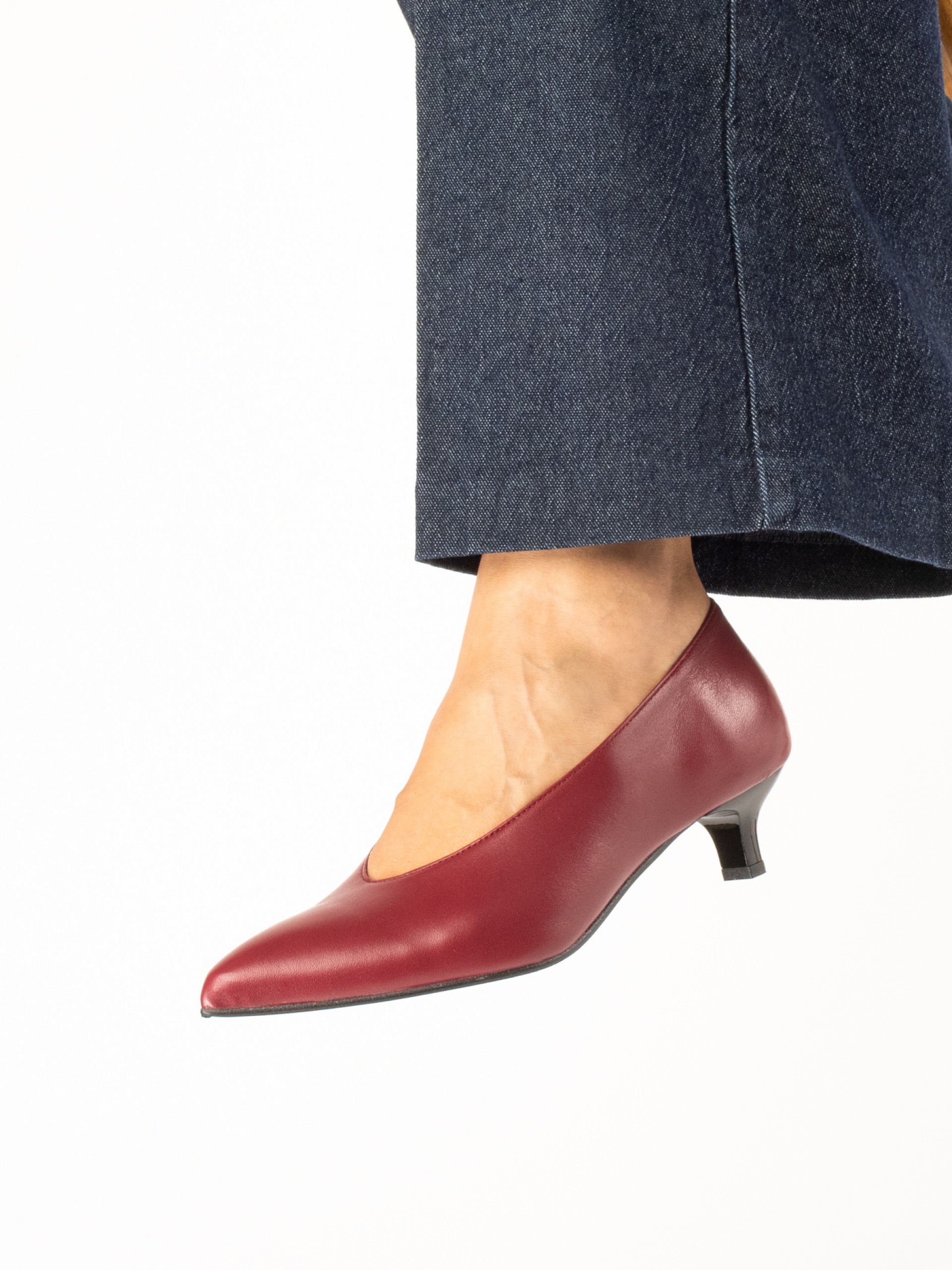 Leather Kitten-Heel Shoes
