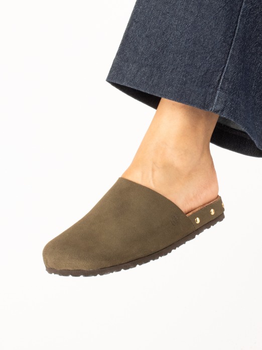 Bio suede clog with studs