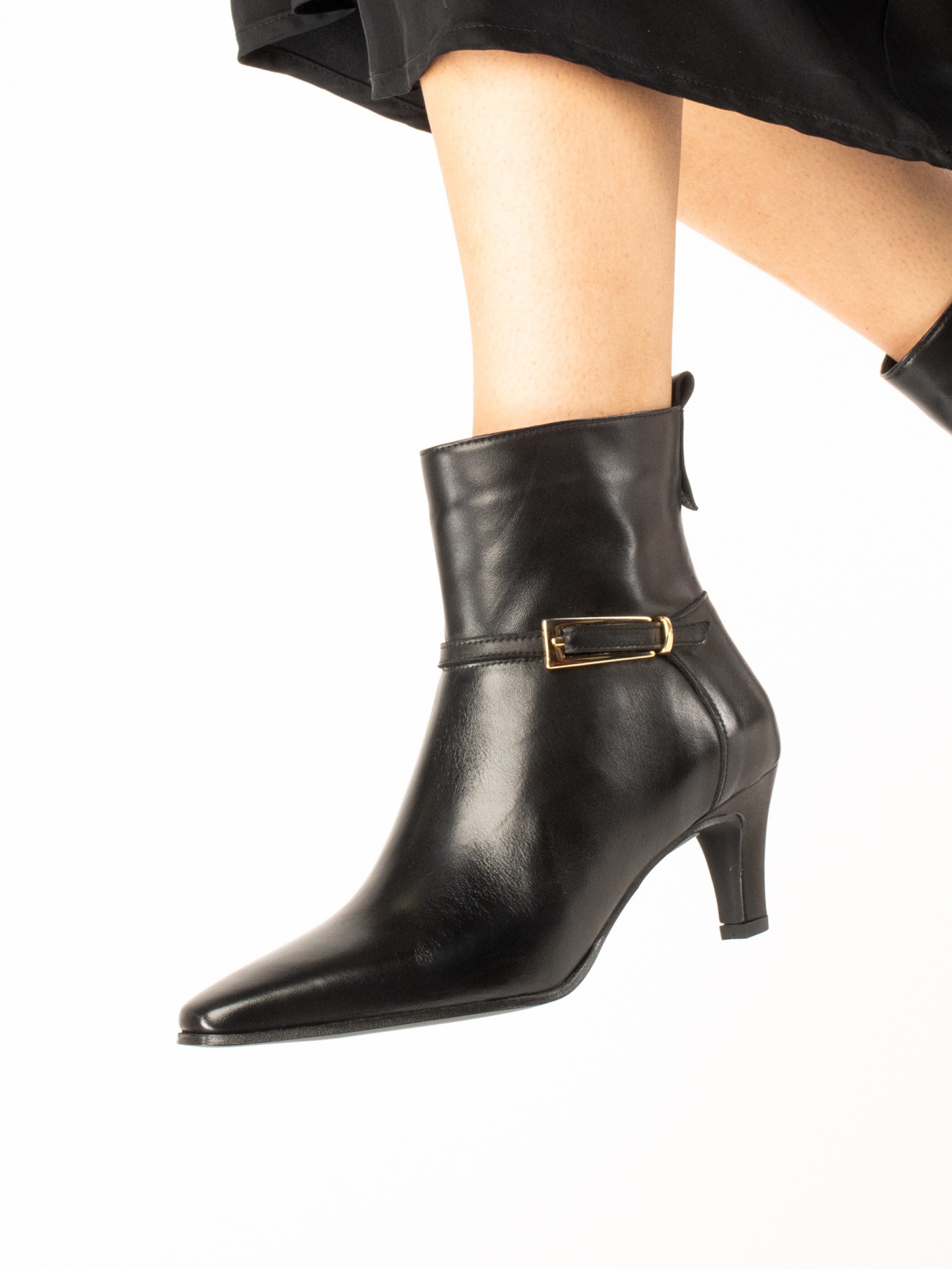 Leather Ankle Boots with Buckle