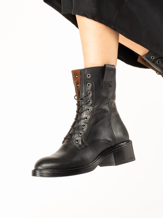 High-Top Military Leather Boot with Laces High-Top Military Leather Boot with Laces