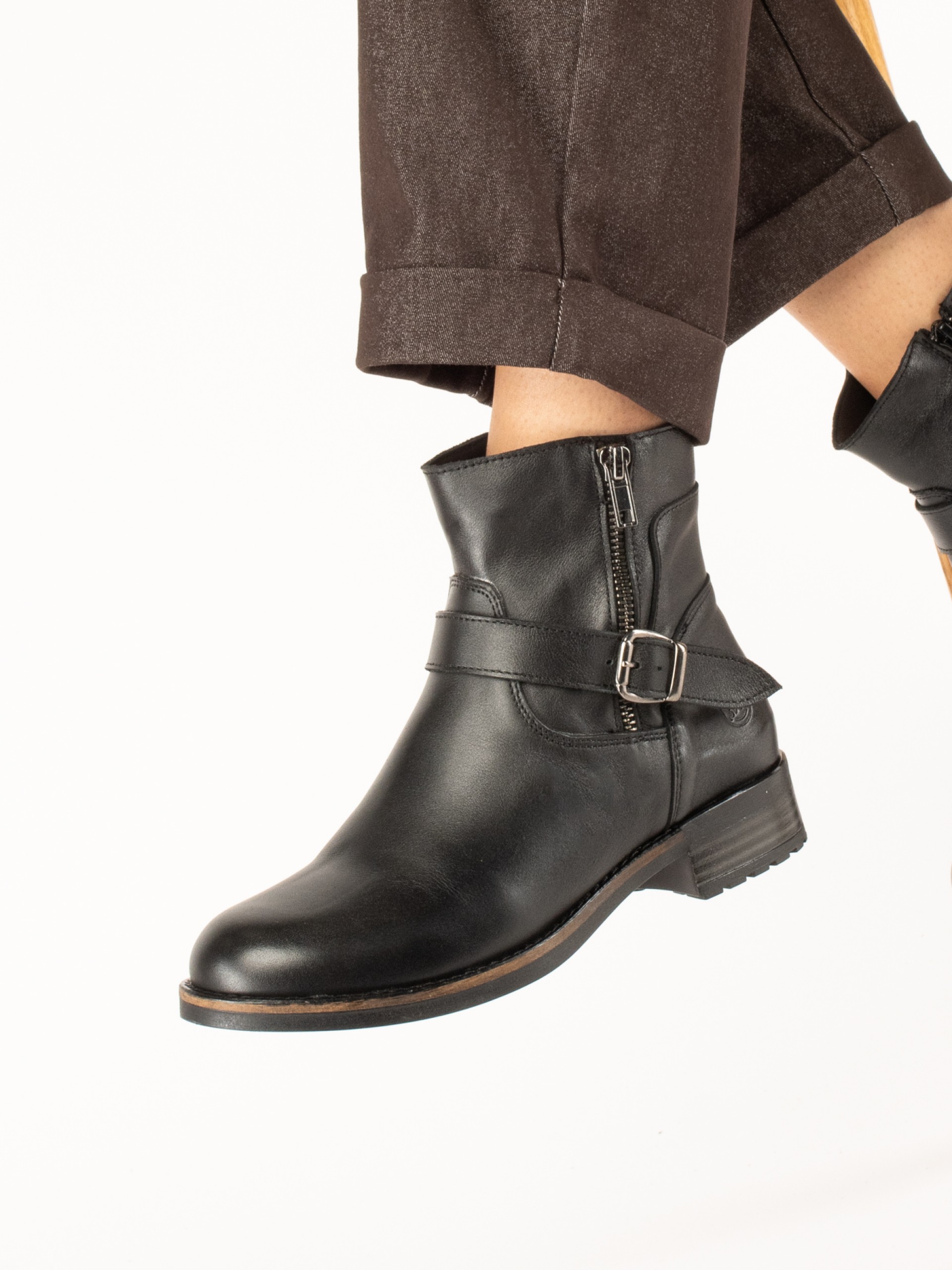 Biker leather Ankle Boot