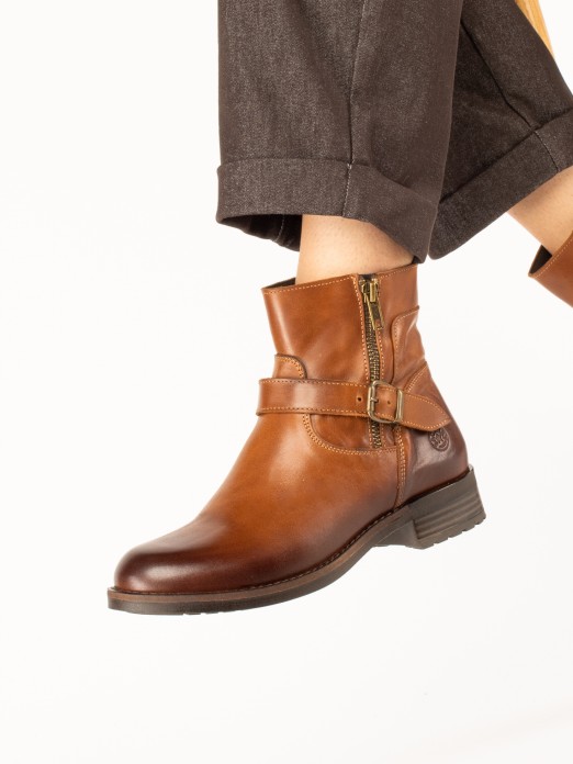 Biker leather Ankle Boot