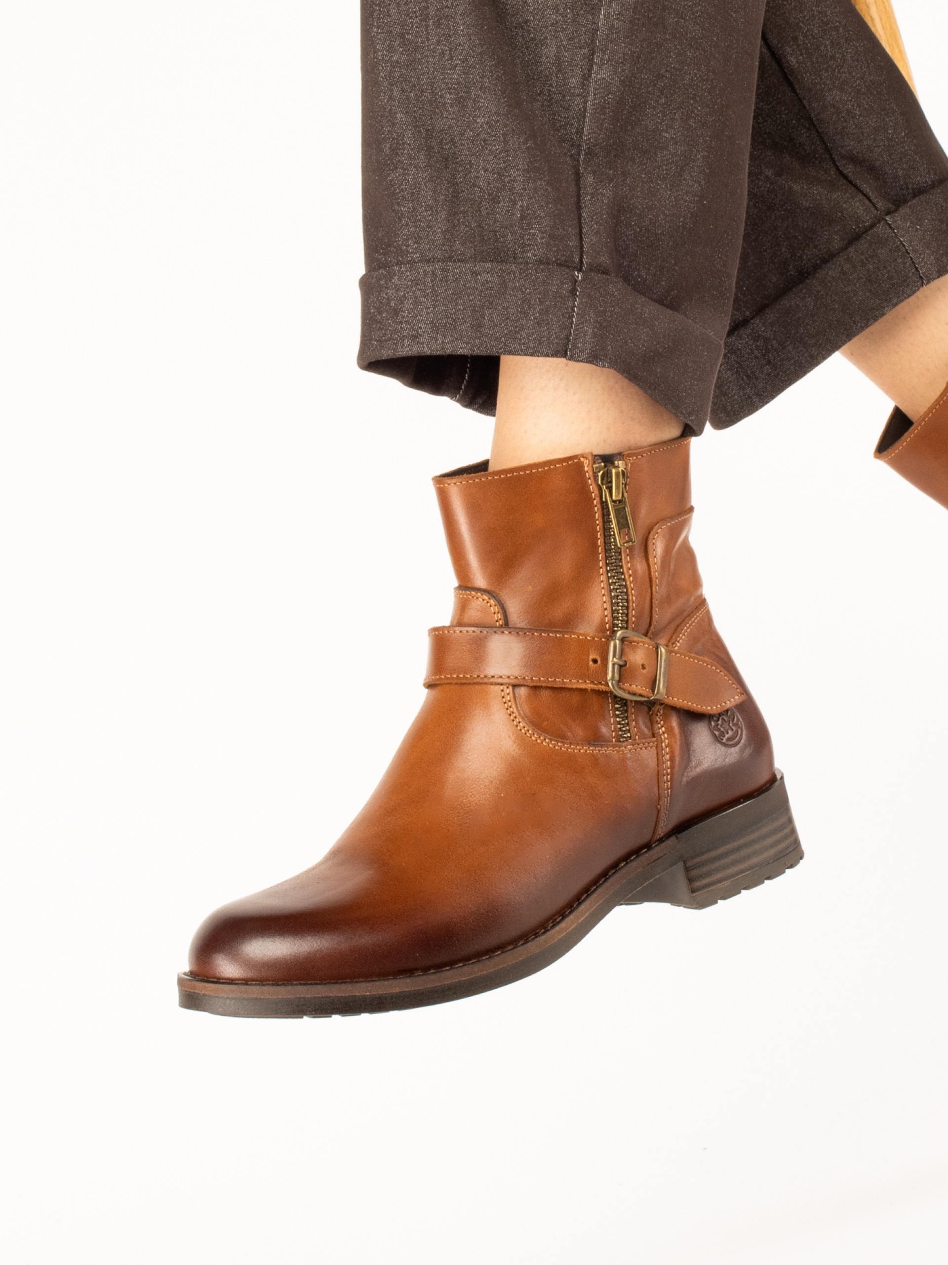 Biker leather Ankle Boot