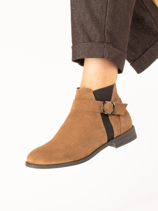 Suede ankle boot with buckle Suede ankle boot with buckle
