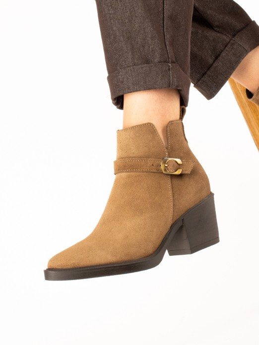 Suede ankle boot with buckle Suede ankle boot with buckle
