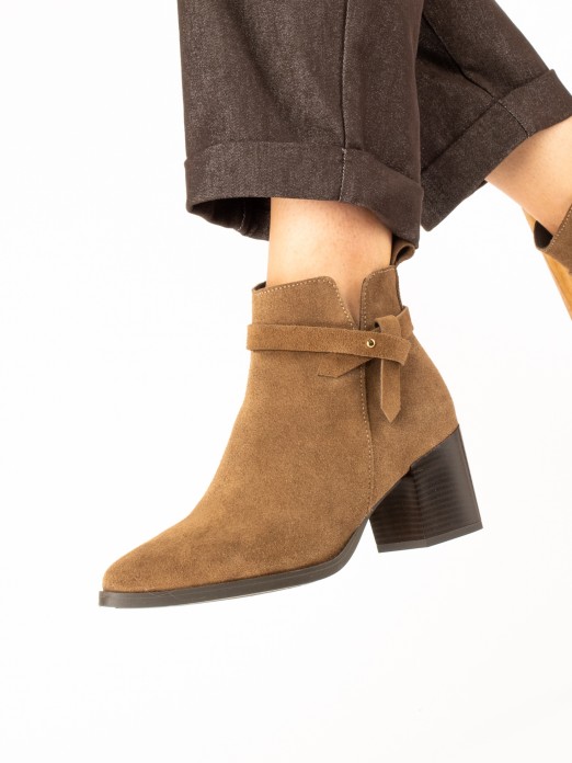 Suede Ankle Boot with Decorative Straps Suede Ankle Boot with Decorative Straps