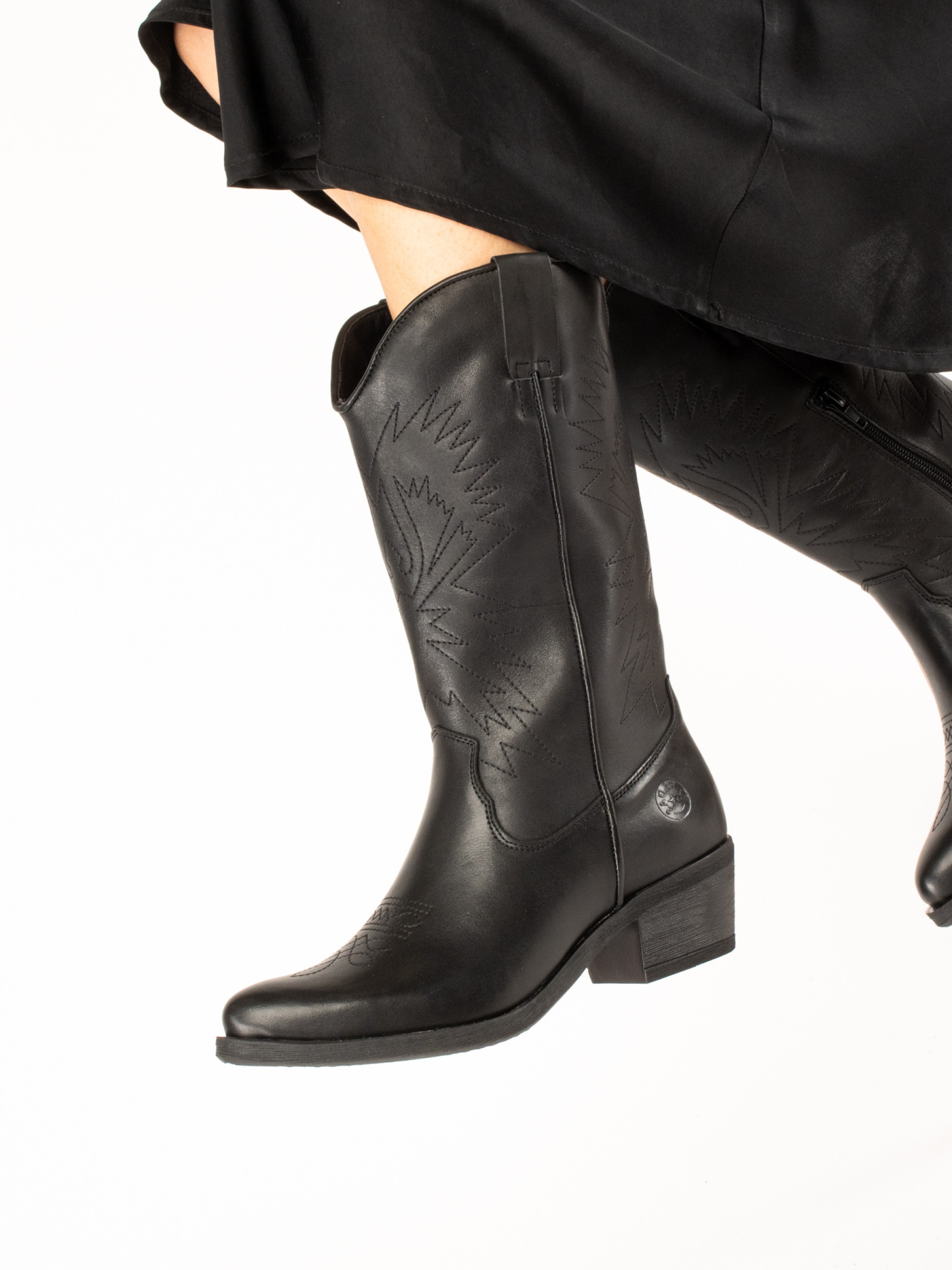 Western High Ankle Boots in Leather