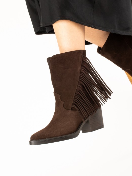 Fringed Suede Ankle Boots Fringed Suede Ankle Boots