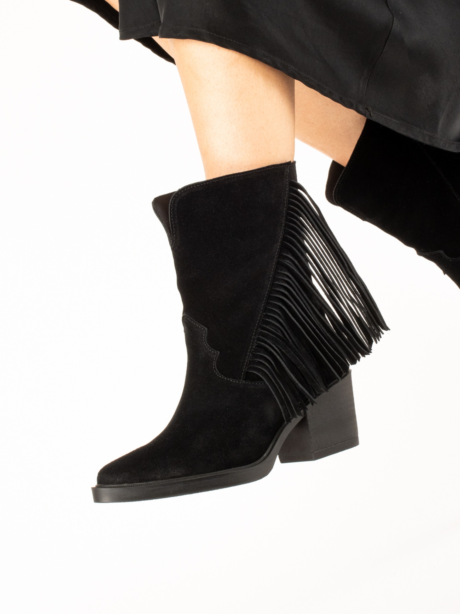 Fringed Suede Ankle Boots