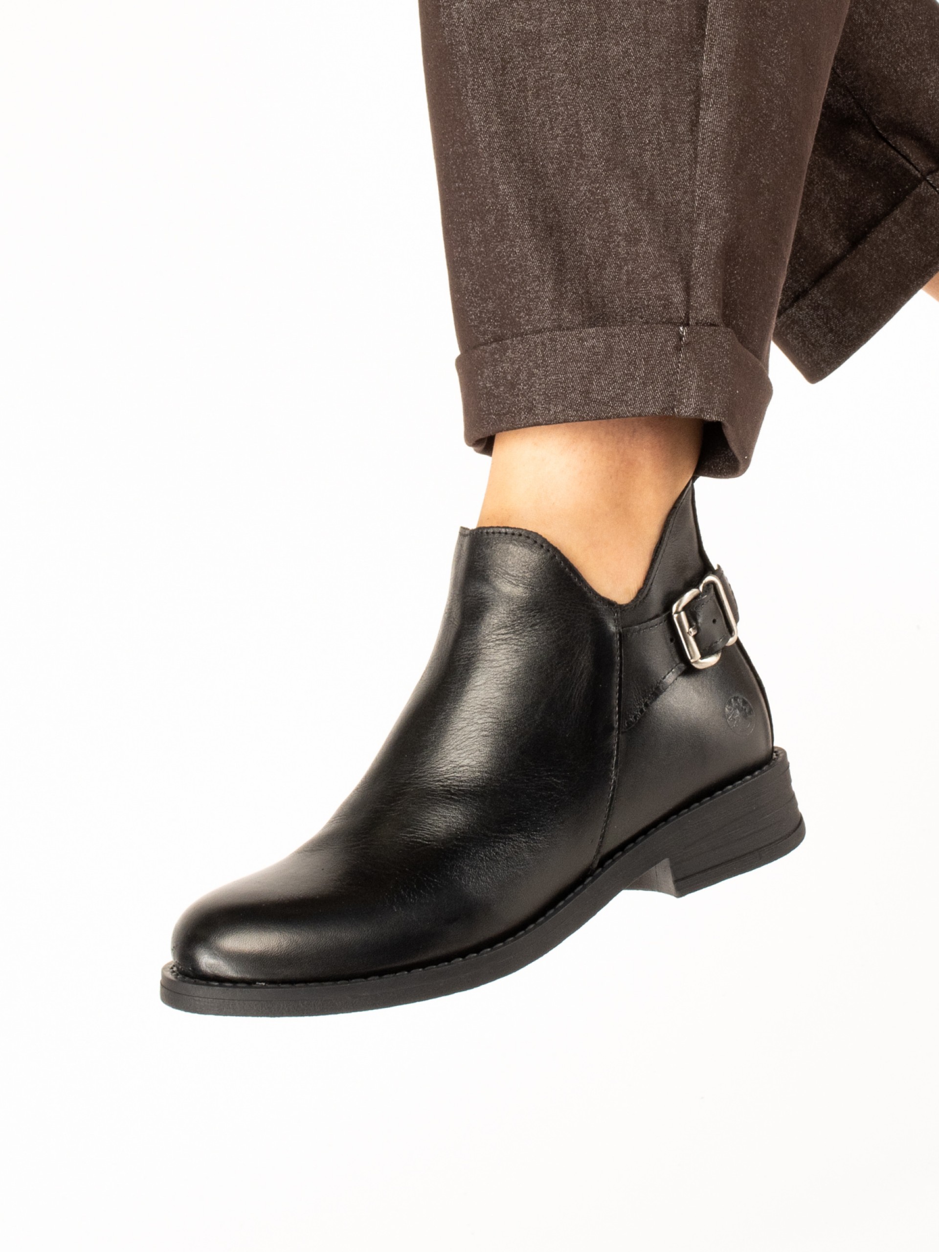 Leather Ankle Boots with Buckle
